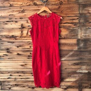 MIUSOL | Elegant Red Lace Dress M